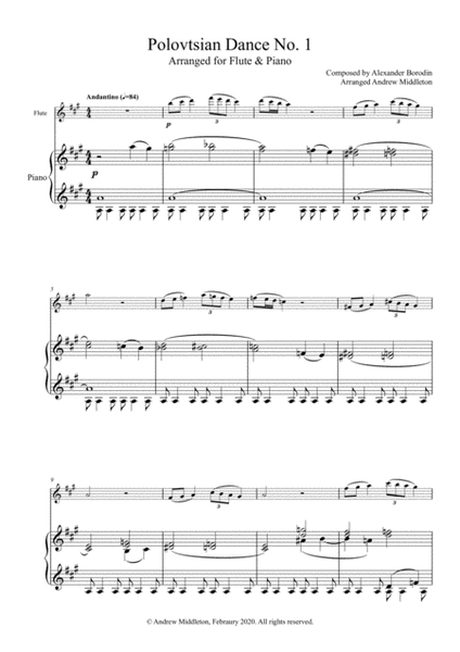 Polovtsian Dance No. 1 arranged for Flute and Piano image number null