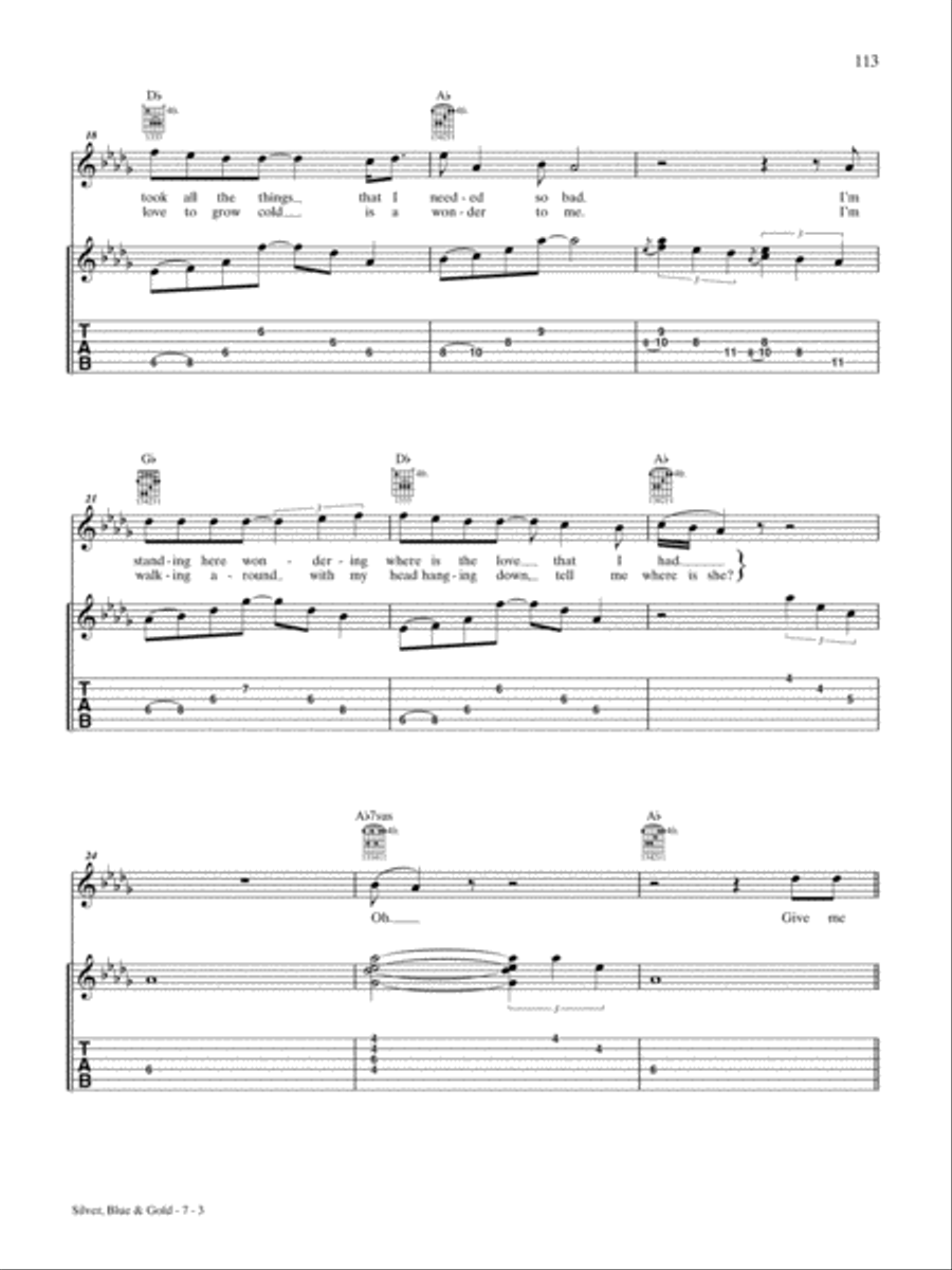 Silver, Blue & Gold Guitar Tablature scores gallery preview page 3