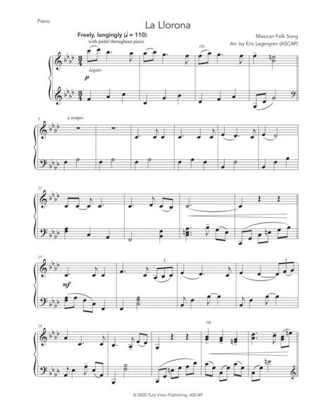 La Llorona (for Solo Piano) image number null