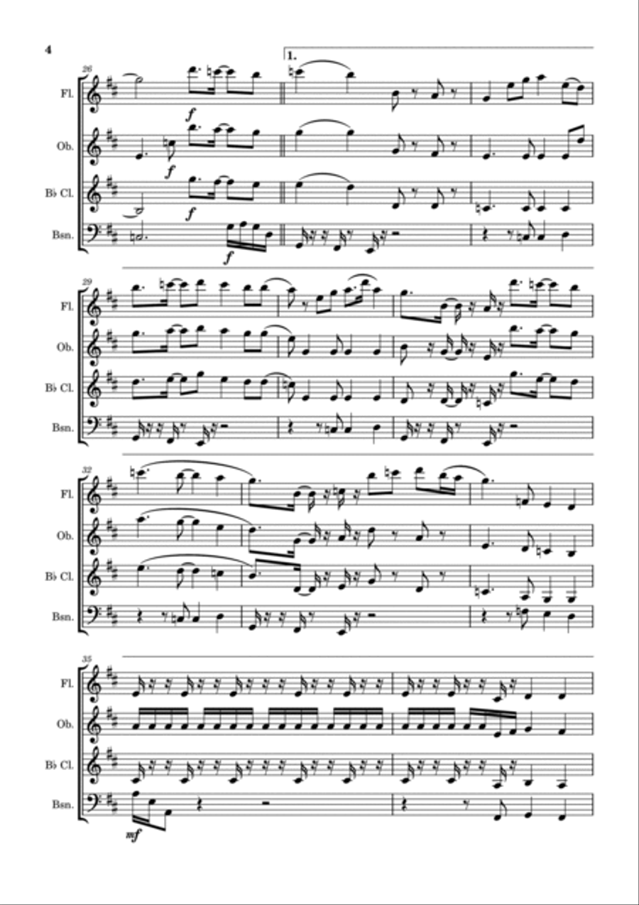 She's A Beauty Woodwind Quartet scores gallery preview page 5