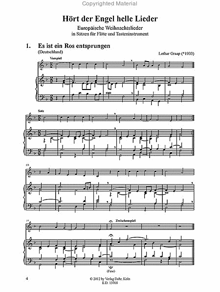 Hört der Engel helle Lieder -Europäische Weihnachtslieder arrangiert für Flöte und Tasteninstrument-