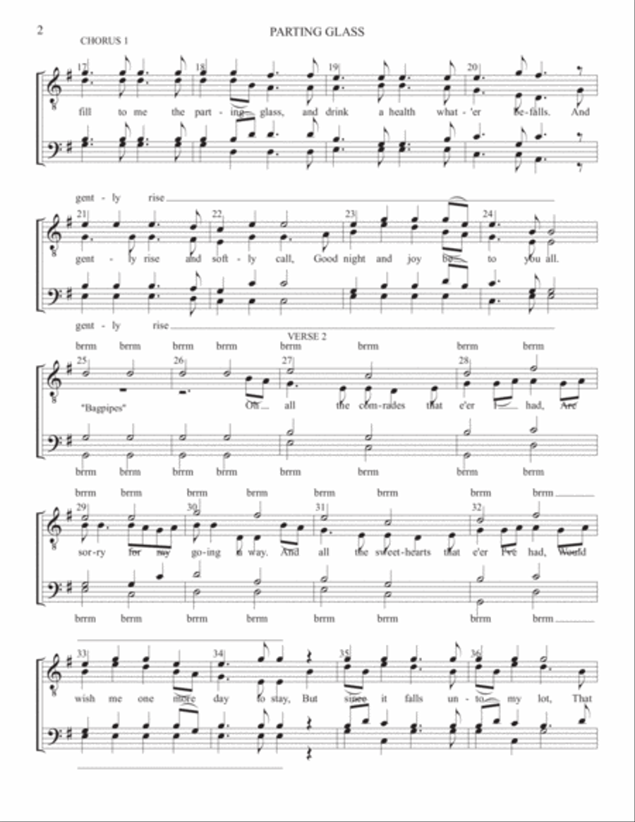 Parting Glass TTBB Digital Sheet Music Sheet Music Plus