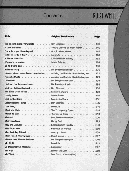 Kurt Weill Songs - A Centennial Anthology, Volume 1 by Kurt Weill Piano, Vocal, Guitar - Sheet Music