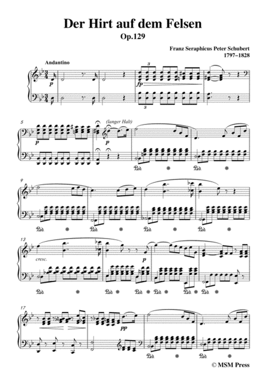 Schubert-Der Hirt auf dem Felsen,Op.129,in B flat Major,for Voice&Piano image number null