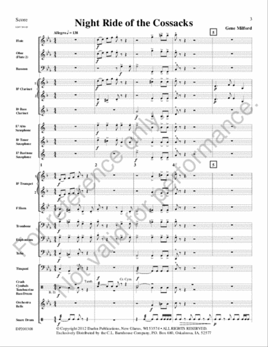 Night Ride of the Cossacks Concert Band scores gallery preview page 2