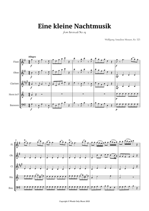 Book cover for Eine kleine Nachtmusik by Mozart for Woodwind Quintet