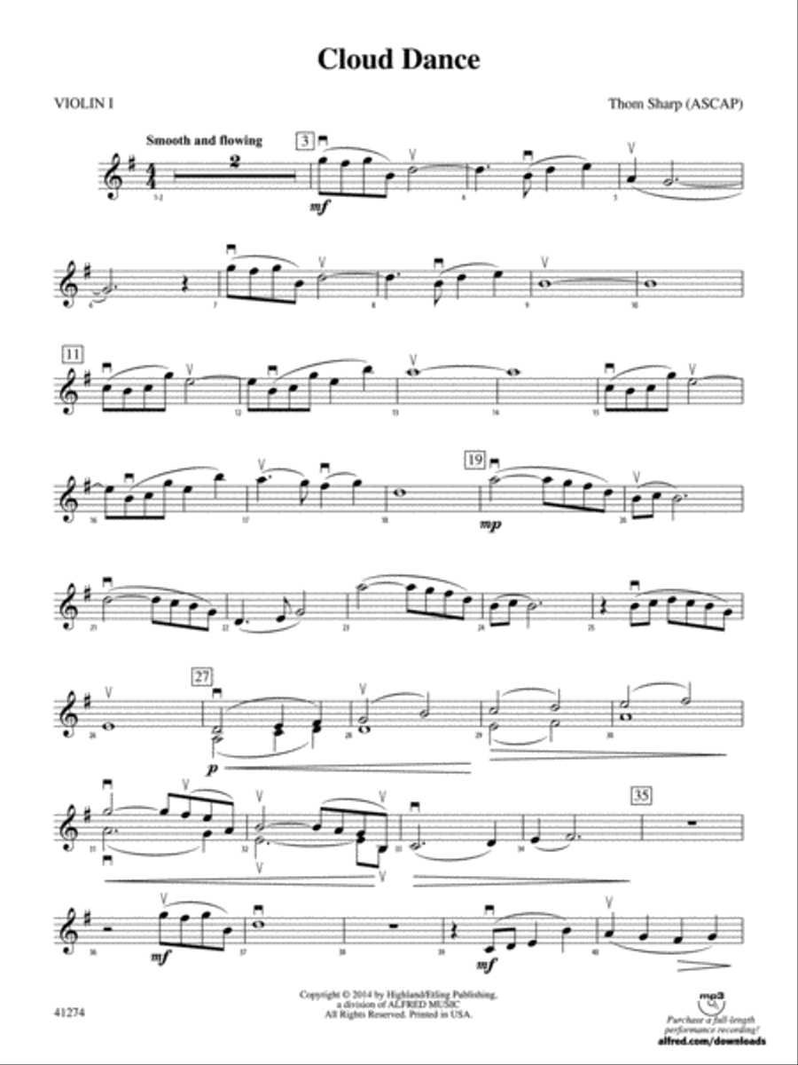 Cloud Dance: 1st Violin String Orchestra scores gallery preview page 1