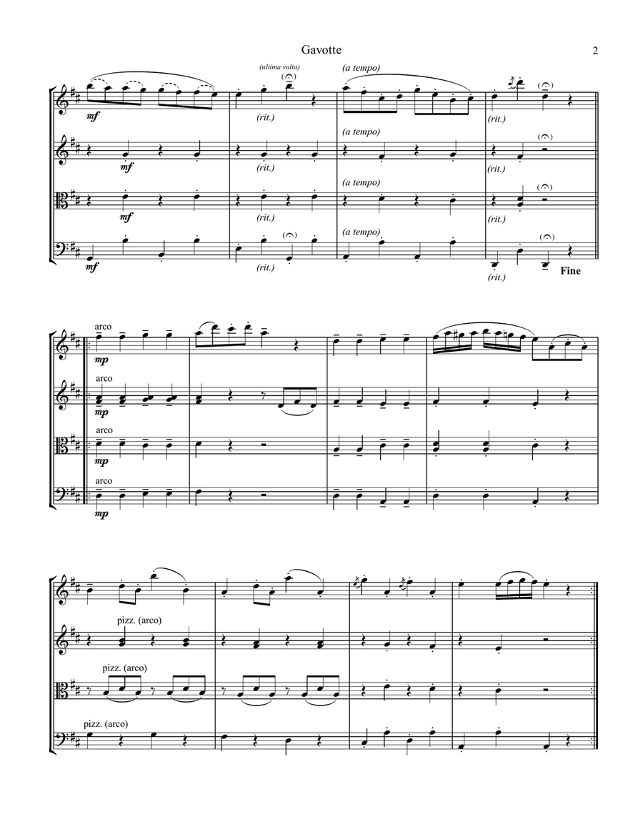 Gavotte by Gossec easy string quartet String Quartet scores gallery preview page 3