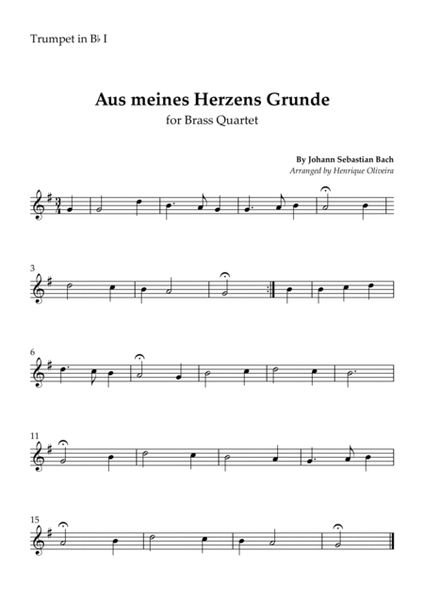 Bach's Choral - "Aus meines Herzens Grunde" (Brass Quartet) image number null