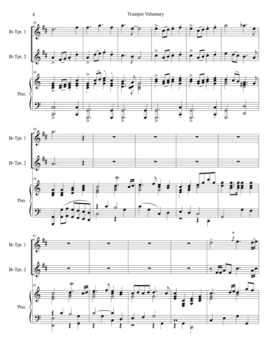 Trumpet Voluntary (Duet for Bb-Trumpet - Piano Accompaniment) Trumpet Voluntary (Duet for Bb-Trumpet - Piano Accompaniment) Trumpet Duet scores gallery preview page 5
