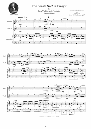 Book cover for Albinoni - Trio Sonata No.2 in F major Op.1 for Two Violins and Cembalo or Piano
