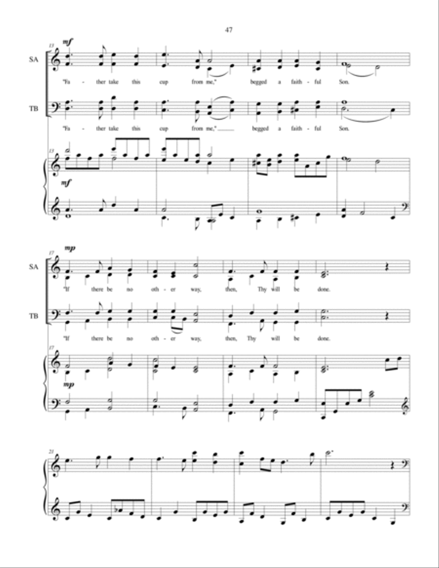 Jesus in Gethsemane - SATB choir with piano accompaniment 4-Part scores gallery preview page 3