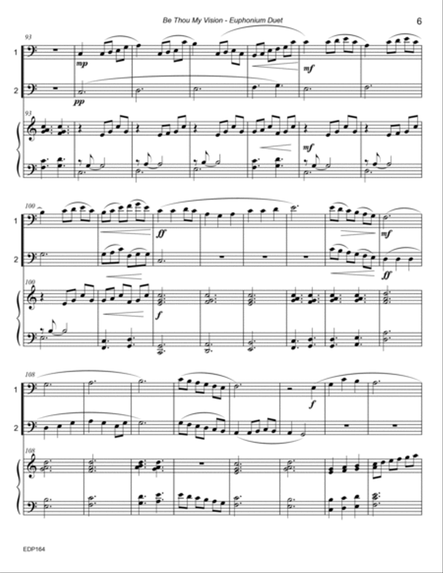 BE THOU MY VISION - EUPHONIUM DUET with Piano Accompaniment (or Baritone TC/Trombone) Brass Duet scores gallery preview page 6
