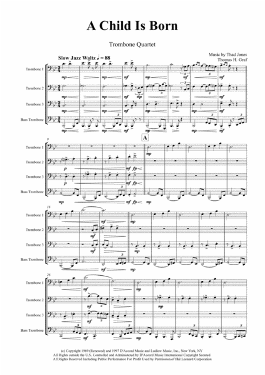A Child Is Born Trombone Solo scores gallery preview page 1