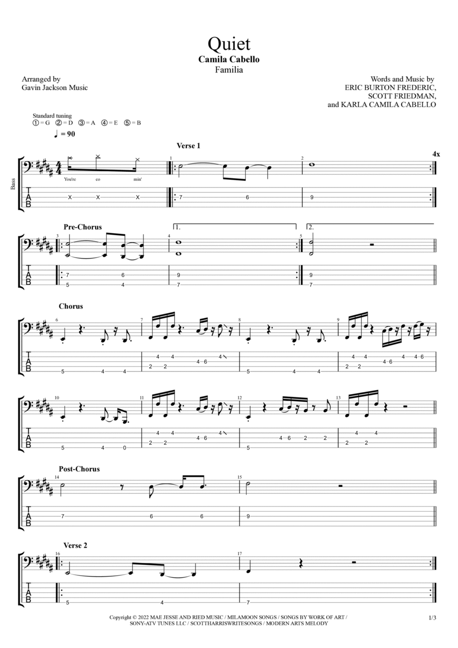 Quiet Quiet Guitar Tablature scores gallery preview page 1