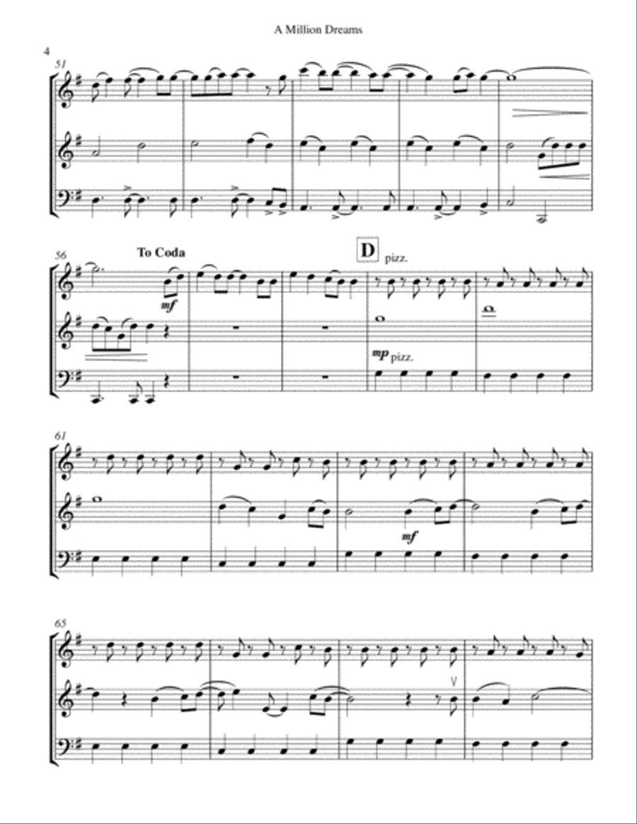 A Million Dreams String Trio scores gallery preview page 5