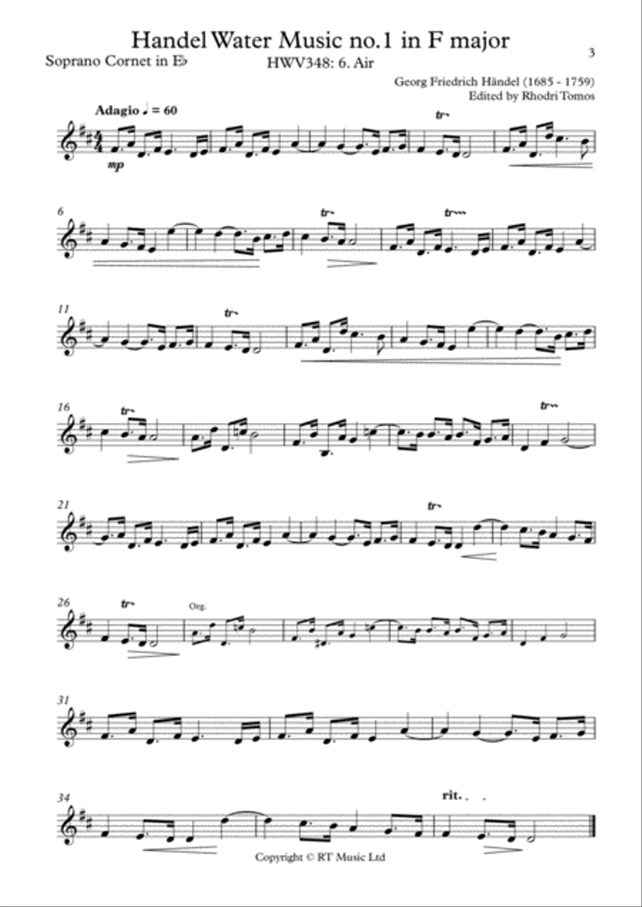Handel HWV348 no.5 Air - solo parts C Trumpet scores gallery preview page 3