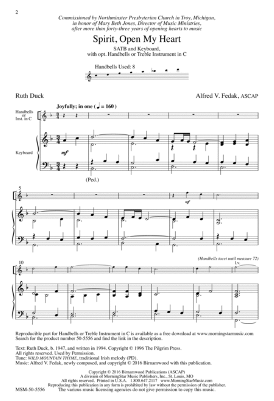 Spirit, Open My Heart 4-Part scores gallery preview page 2