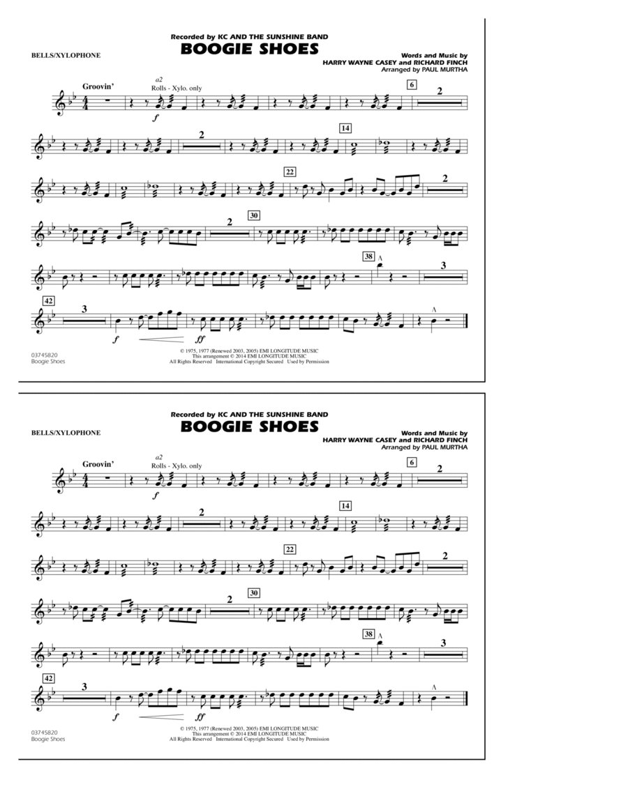 Boogie Shoes - Bells/Xylophone Marching Band scores gallery preview page 1