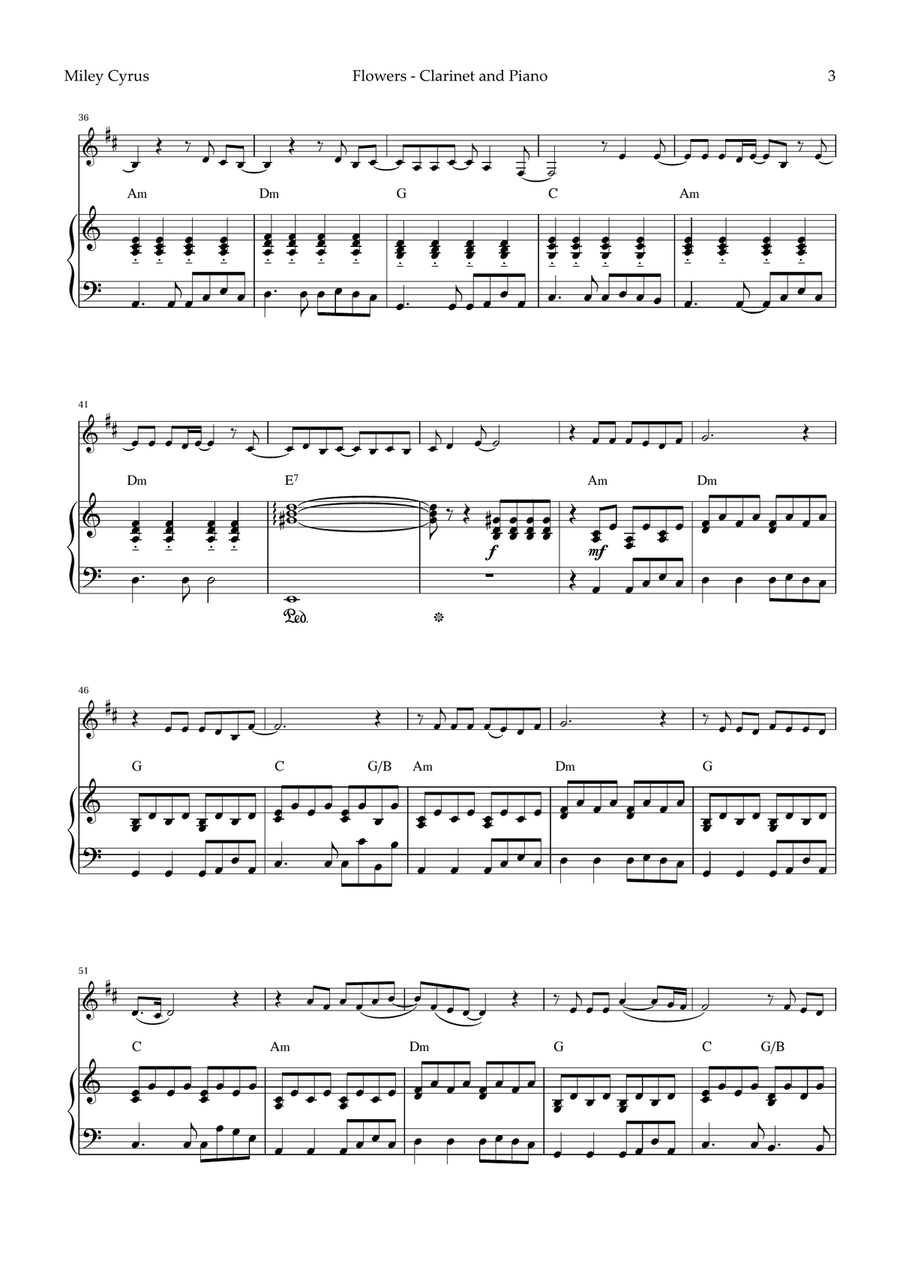 Flowers B-Flat Clarinet scores gallery preview page 3