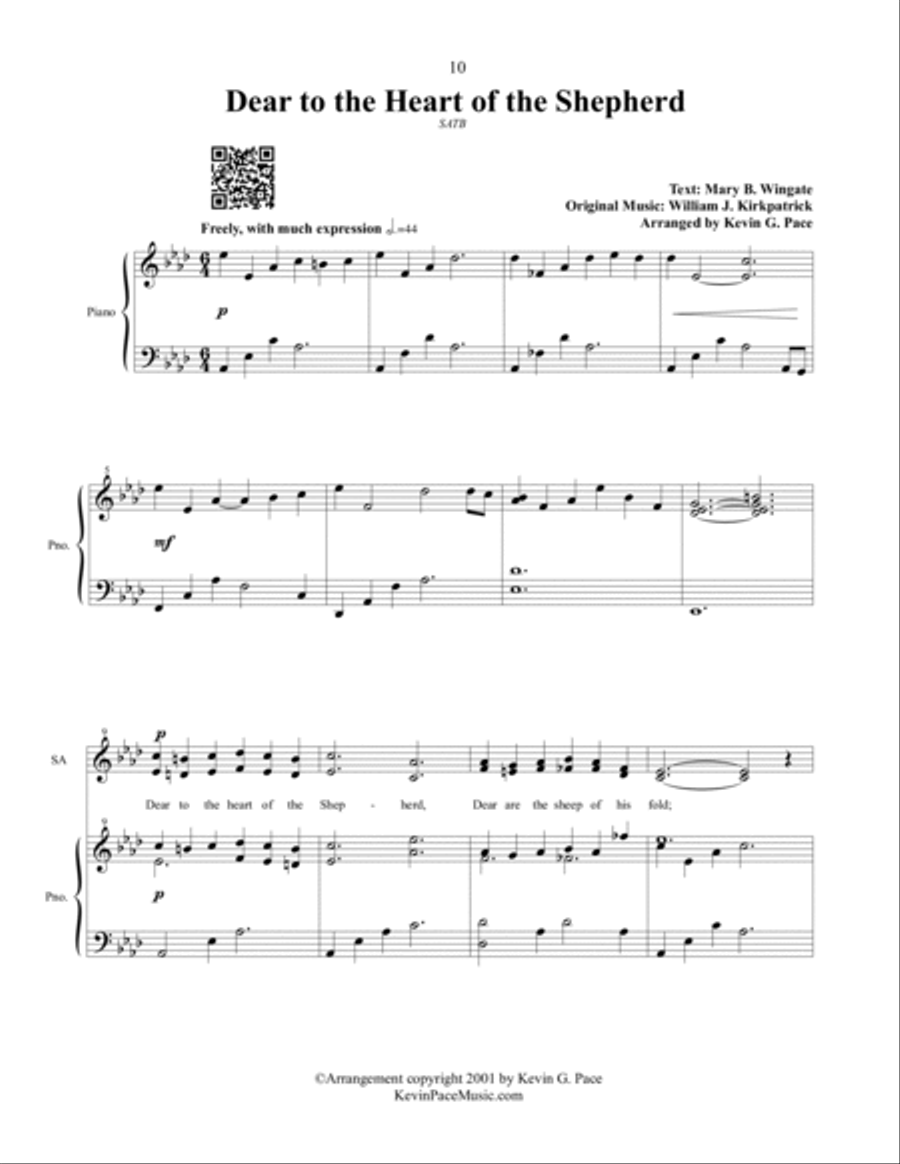 Dear to the Heart of the Shepherd - SATB Choir with piano accompaniment 4-Part scores gallery preview page 2