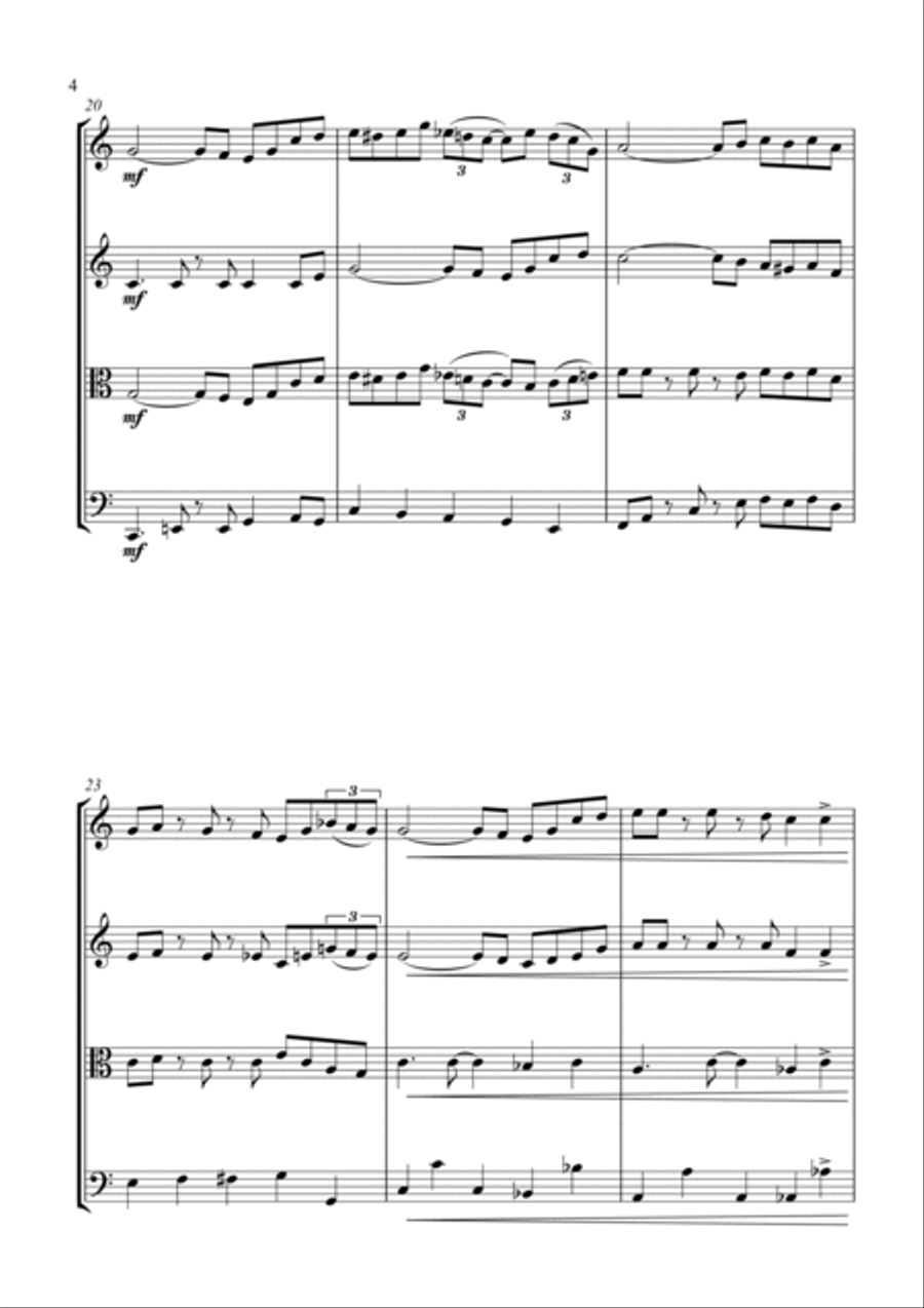 Battle Hymn of the Republic - A Jazz Arrangement - for String Quartet String Quartet scores gallery preview page 4