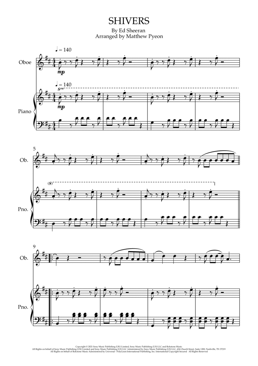 Shivers Shivers Piano scores gallery preview page 1