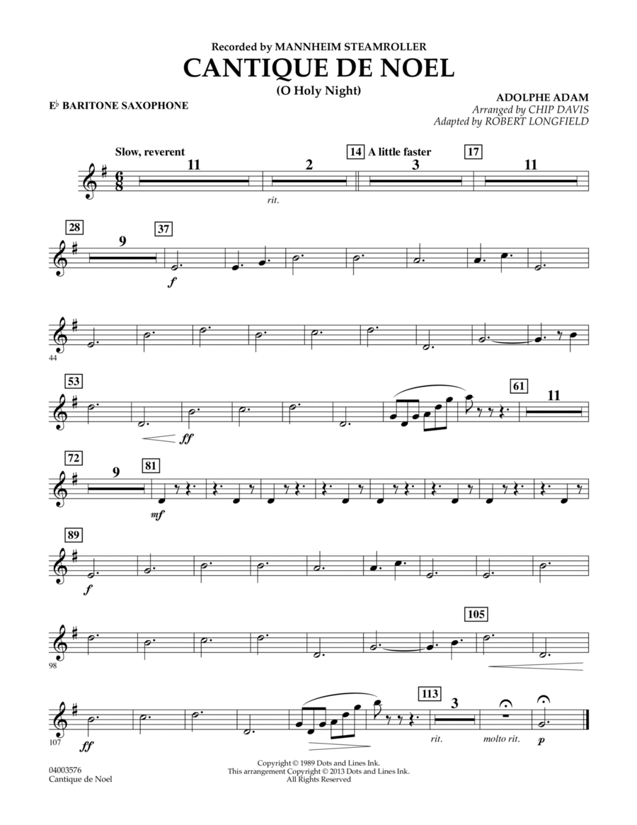Cantique de Noel (O Holy Night) - Eb Baritone Saxophone Concert Band scores gallery preview page 1