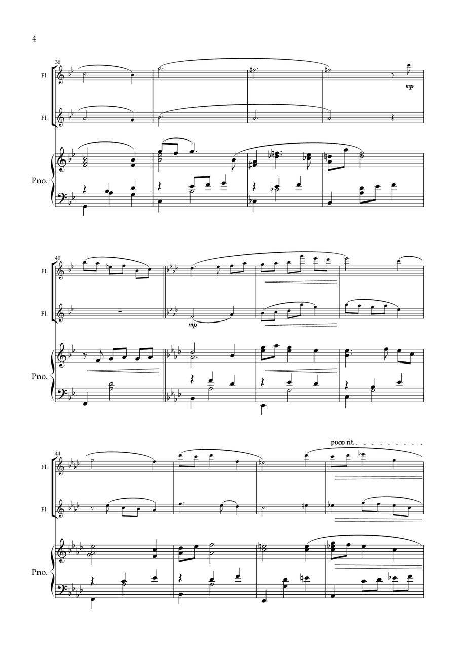 Valse Romantique. Original for Flute Duet and Piano Flute Duet scores gallery preview page 5