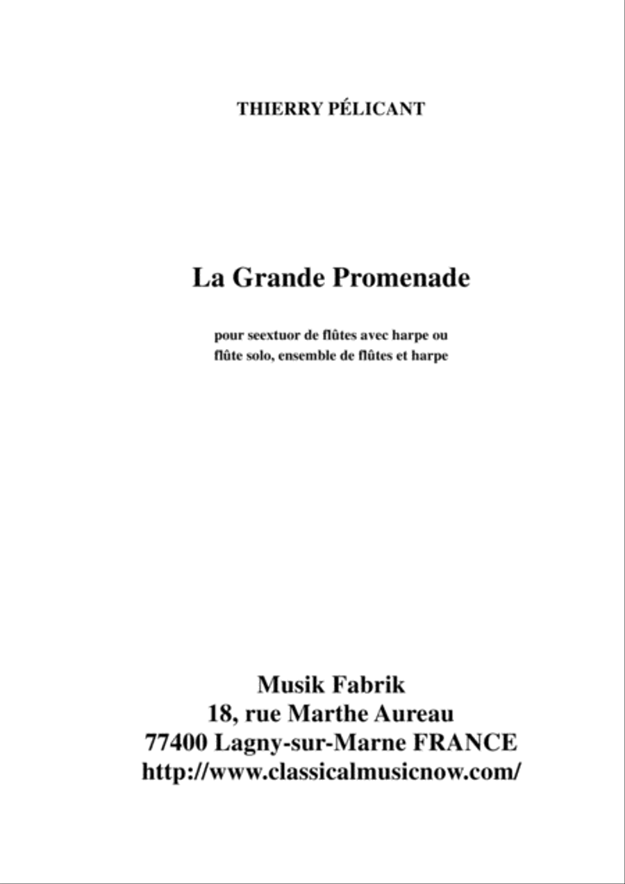 Thierry Pélicant: La Grande Promenade for solo flute, flute ensemble and harp Flute Solo scores gallery preview page 1