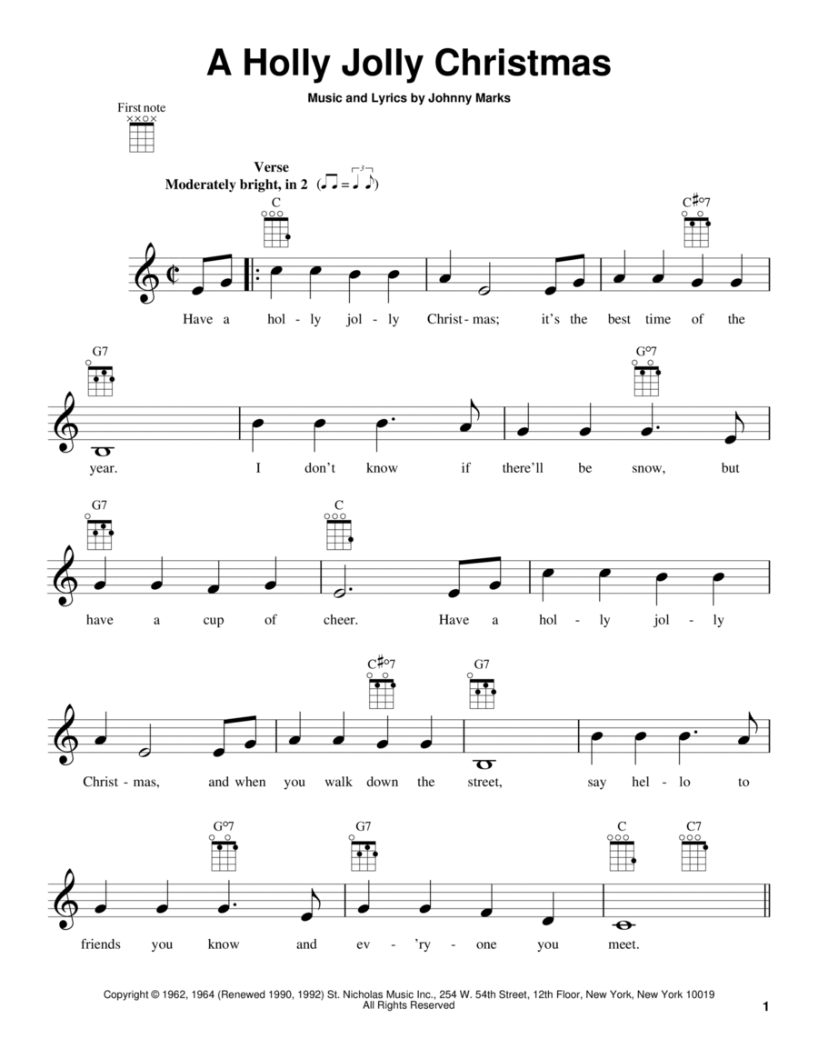 A Holly Jolly Christmas Ukulele scores gallery preview page 1