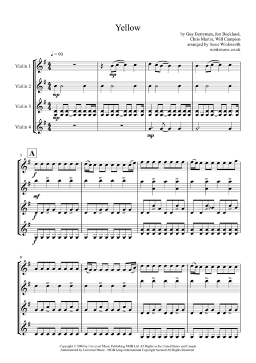 Yellow String Quartet scores gallery preview page 3