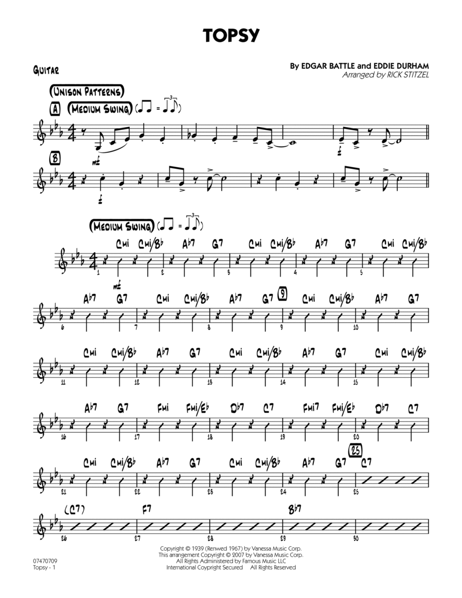 Topsy - Guitar Jazz Ensemble scores gallery preview page 1
