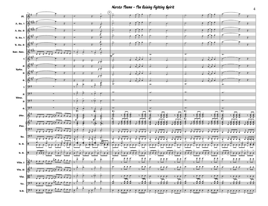 Naruto Theme - The Raising Fighting Spirit Jazz Ensemble scores gallery preview page 4