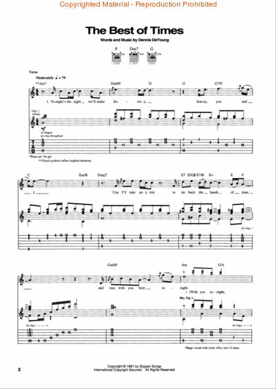 Styx Guitar Collection Electric Guitar scores gallery preview page 2