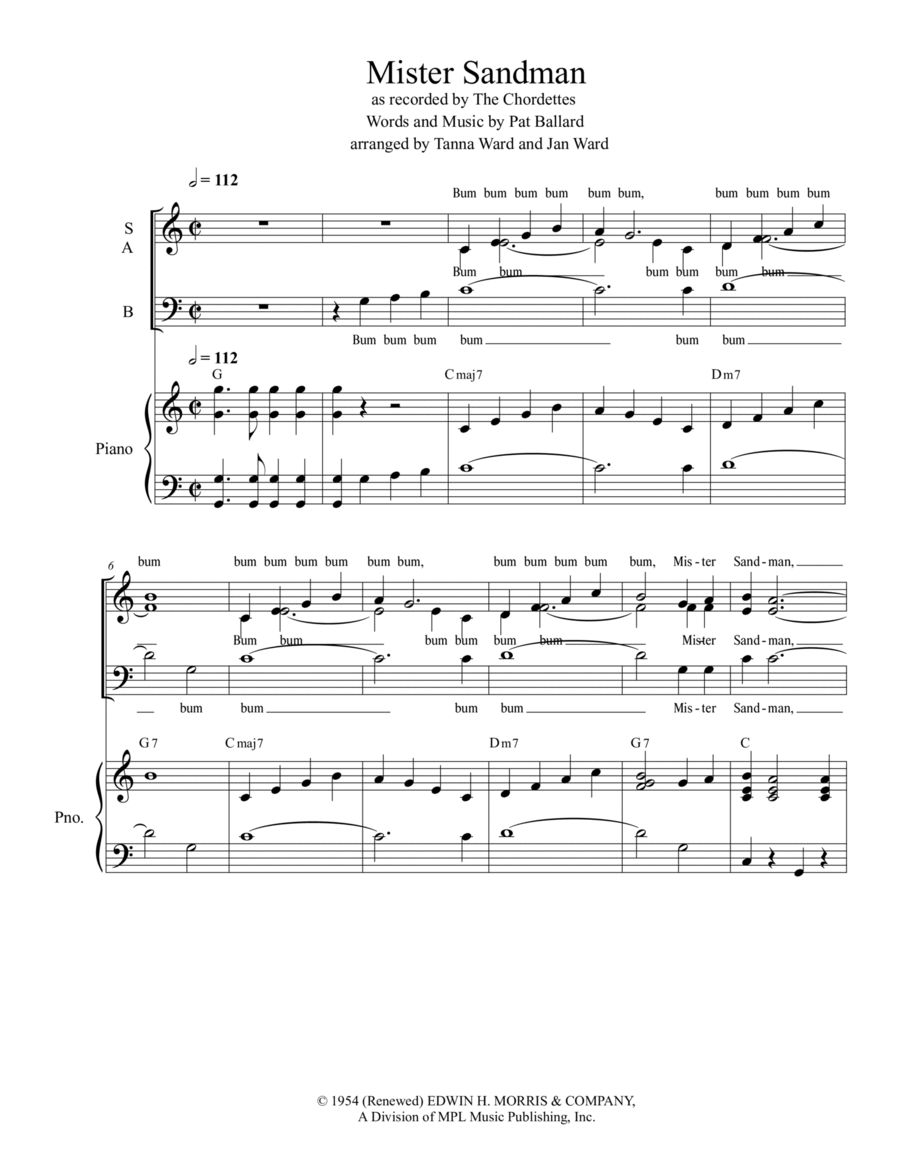 Mister Sandman 3-Part scores gallery preview page 1