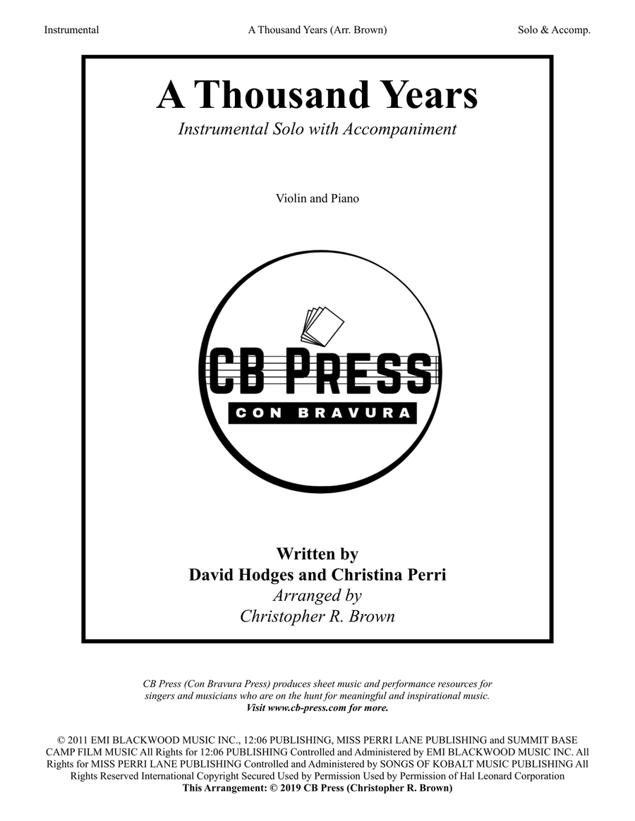A Thousand Years Violin Solo scores gallery preview page 1