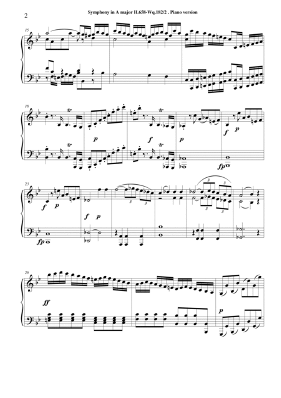 Bach C.P.E. Symphony No.2 in B-flat major - Piano version Piano Solo scores gallery preview page 2