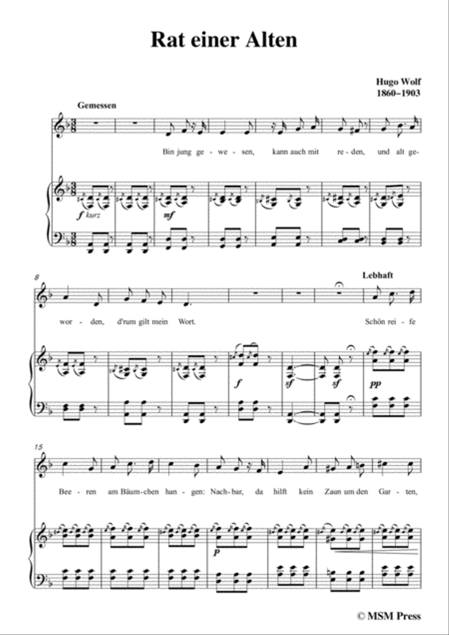 Wolf-Rat einer Alten in d minor,for Voice and Piano Voice Solo scores gallery preview page 3