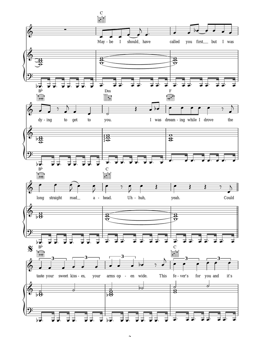 I Drove All Night Piano, Vocal scores gallery preview page 2