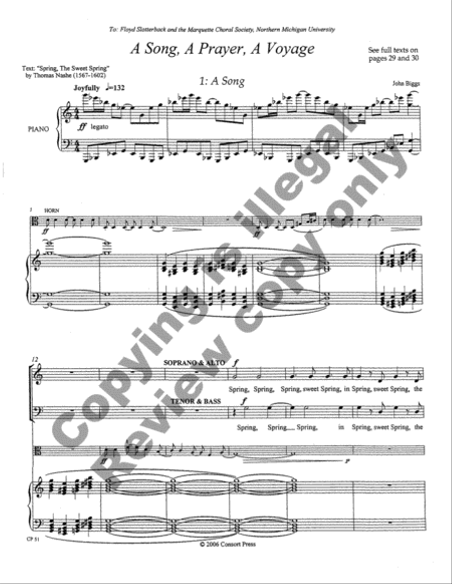 A Song, A Prayer, A Voyage 4-Part scores gallery preview page 2
