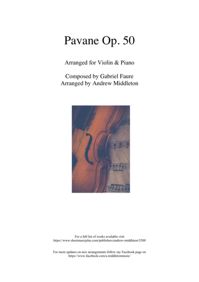 Pavane Op. 50 arranged for Violin and Piano image number null