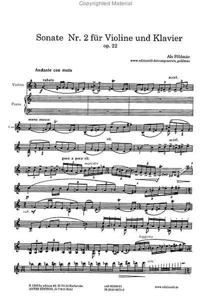 Sonate Nr. 2 fur Violine und Klavier