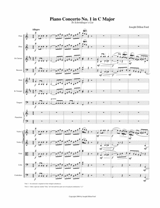 Piano Concerto No. I in C Major ("Schroedinger's Cat") - Orchestral Scores and Parts - all three mov
