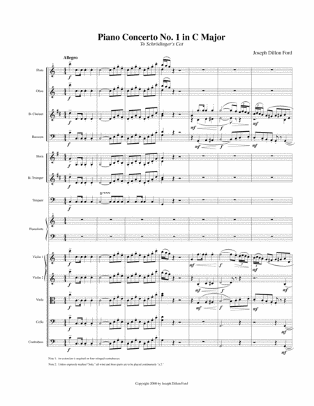 Piano Concerto No. I in C Major ("Schroedinger's Cat") - Orchestral Scores and Parts - all three mov image number null