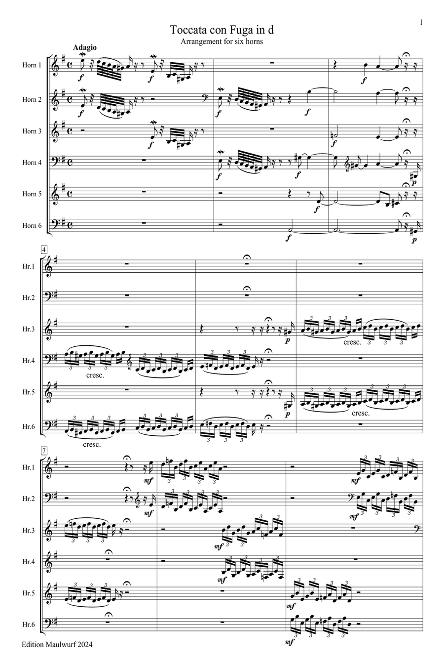 Toccata con Fuga in d Horn scores gallery preview page 1