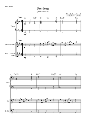 Rondeau (from Abdelazer) for Clarinet & Bass Clarinet in Bb Duo and Piano Accompaniment with Chords