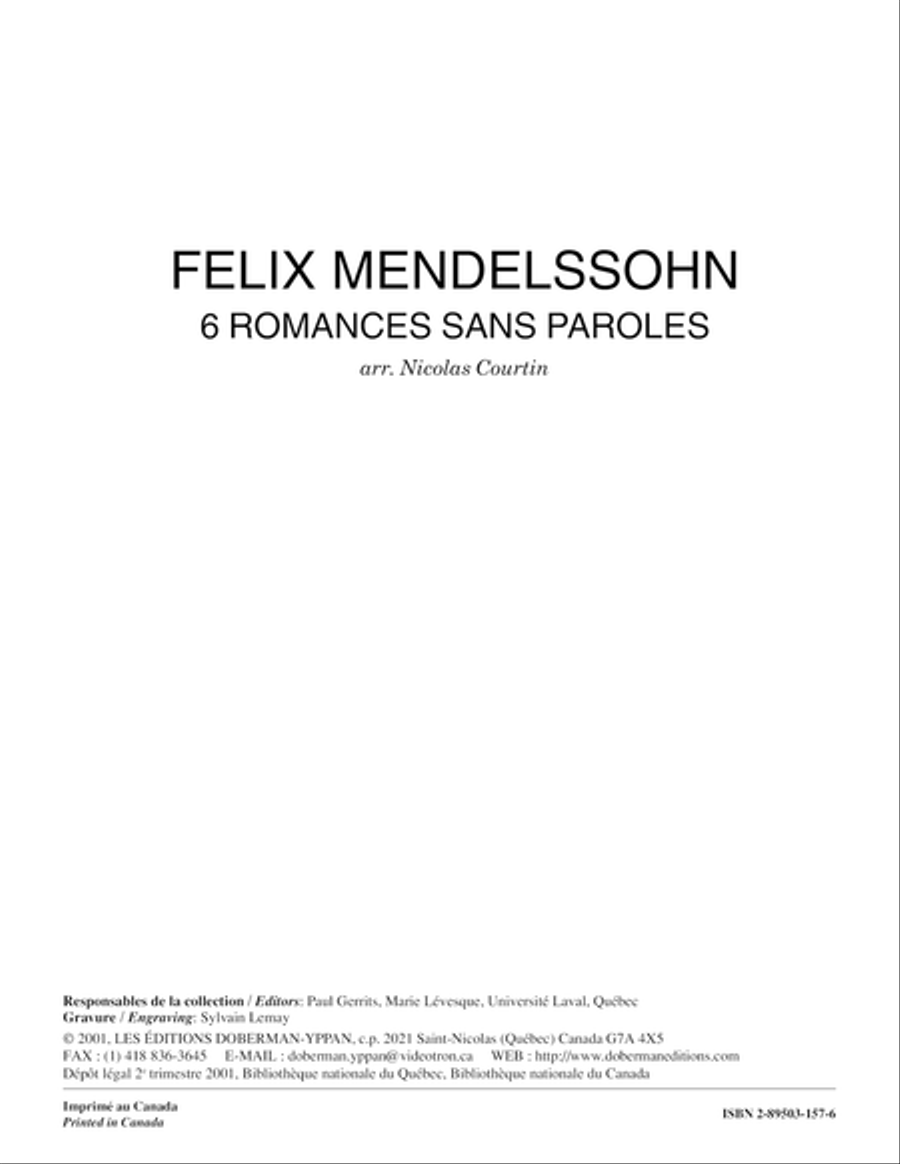 Six romances sans paroles Guitar Ensemble scores gallery preview page 1