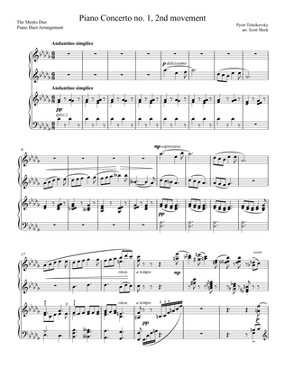 Piano Concerto no. 1, 2nd movement (arr. 1 piano 4 hands)