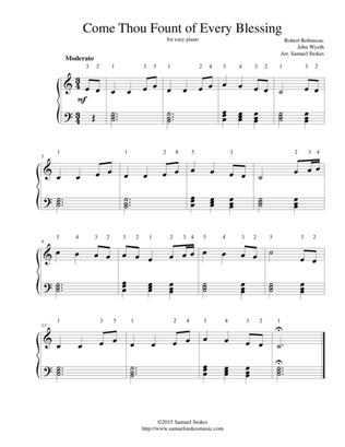 Come Thou Fount of Every Blessing - for easy piano